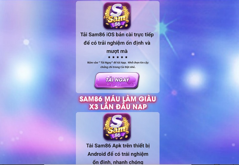 Link tải Sam86 game mới nhất cho IOS/APK/Android